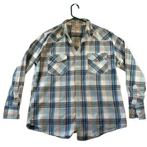 Big Mac Work Wear Plaid Long Sleeve Snap‎ Button Western Shirt Men's XLi